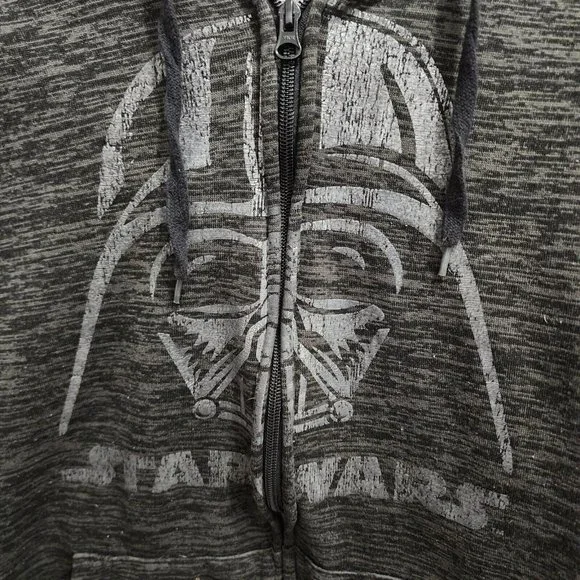 Star Wars Darth Vader Heather Gray Full Zip Hoodie Adult Size Large Lucasfilm - Picture 6 of 8